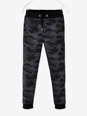 Fleece Joggers for Boys, Camouflage Print black/print