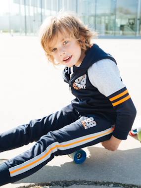 Joggers with Stripes and Fluorescent Details for Boys dark blue