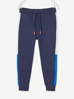 Fleece Joggers with Two-Tone Stripe Down the Sides, for Boys grey