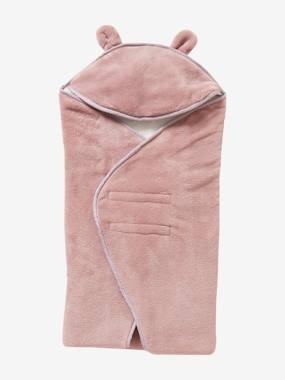 Throw with Hood for Babies, in Microfibre, Polar Fleece Lining grey