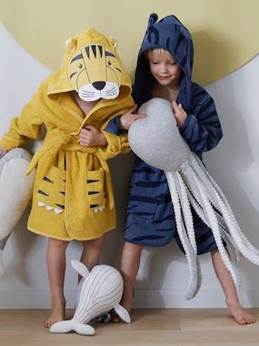 Tiger Bathrobe for Children yellow/print