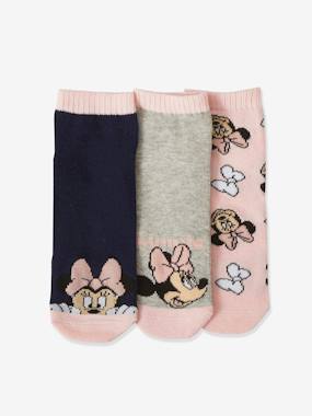 Pack of 3 Pairs of Trainer Socks, Minnie by Disney® light pink