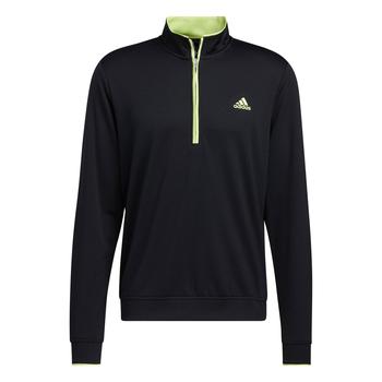 adidas Lightweight Quarter Zip Golf Sweater - Black/Green