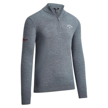 Callaway 1/4 Zip Merino Wool Tour Logo Golf Sweater - Grey