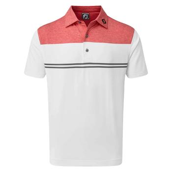 FootJoy Heather Colour Block Lisle Golf Polo Shirt - Heather Red/White/Charcoal