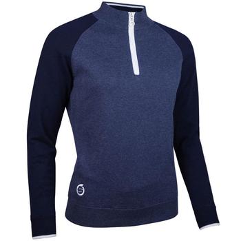 Sunderland Zonda Ladies Golf Lined Sweater - Navy Marl/Navy/White