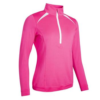 Sunderland Ladies Arosa Zip Neck Thermal Golf Midlayer - Solar Pink/White
