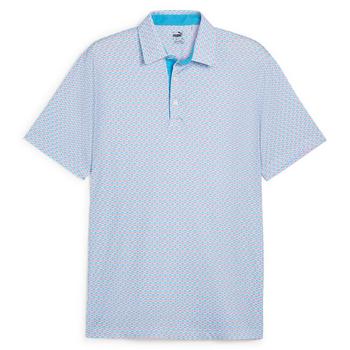 Puma MATTR Palm Deco Polo - Aqua Blue/Garnet Rose