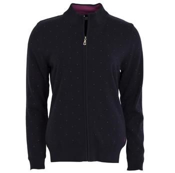 Green Lamb Blossom Lined Spot Print Cardigan - Navy / Rose