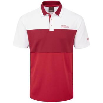 Oscar Jacobson Fulmer Golf Polo Shirt - White/Dark Red/Red