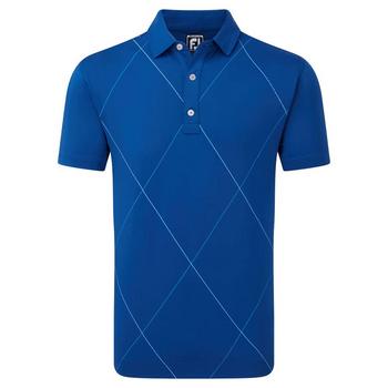 FootJoy Raker Print Lisle Golf Polo - Deep Blue
