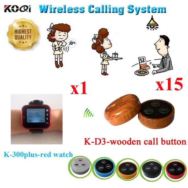 Wireless Call Button System Service Call Bell Restaurant Waiter Bell Ycall Ordering With Good Price(1 watch + 15 call button)