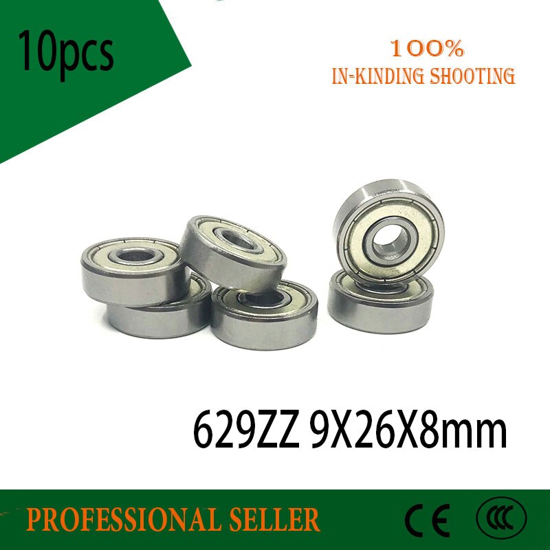 10pcs free shipping 629ZZ 9*26*8 mm 629 zz 9x26x8mm Miniature deep groove ball bearing