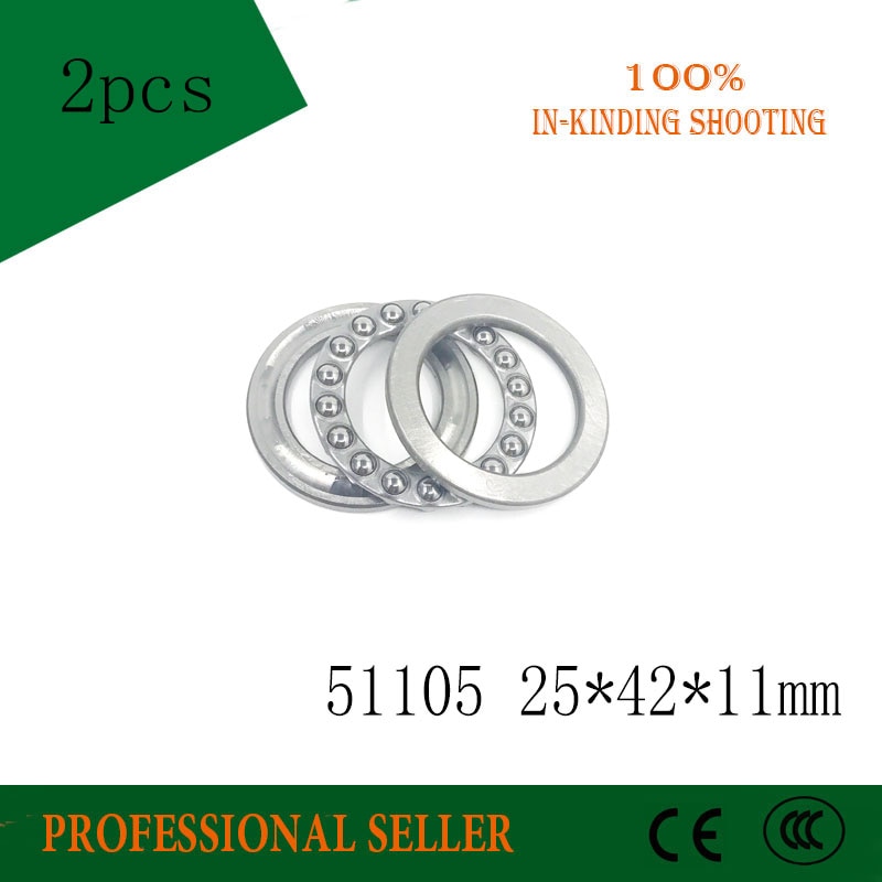 2pcs 51105 Axial Ball Thrust Bearing 3-Parts 25mm x 42mm x 11mm Free shipping High Quality 8105 25*42*11mm