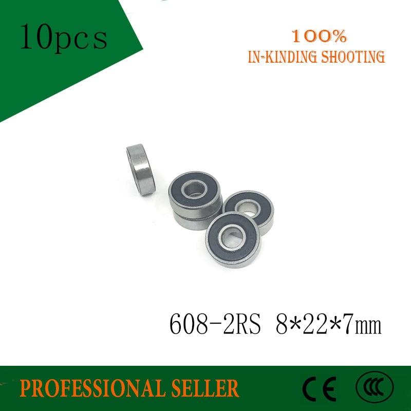 New 10PCS 608 2RS Bearing 8x22x7 MM ABEC-1 Skateboard Ball Bearings 608-2RS Bearing Shafts