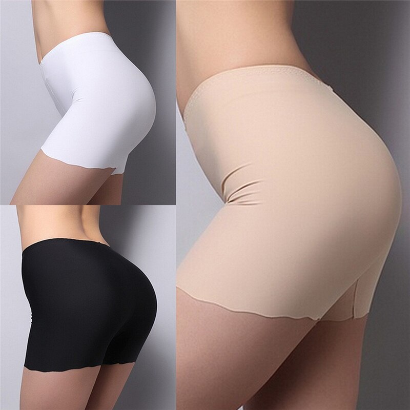 1pc Summer 3 Colors White/Black/Nude Women Safety Short Pants Underwear shorts Sexy Silk Ice pants Gifts for women