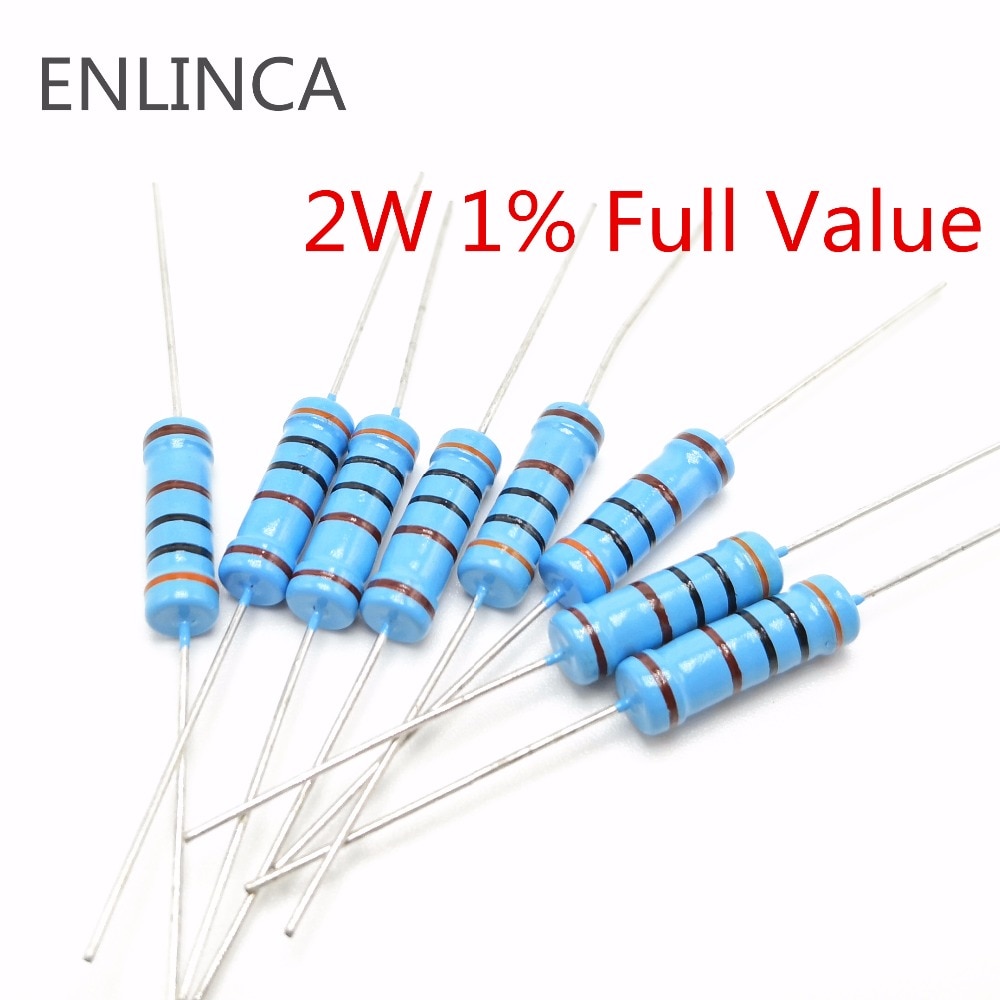 25pcs 2W Metal film resistor 1% 1M 1K 10K 100K 2.2ohm 4.7ohm 10 ohm 22ohm 100ohm 220ohm 470 ohm