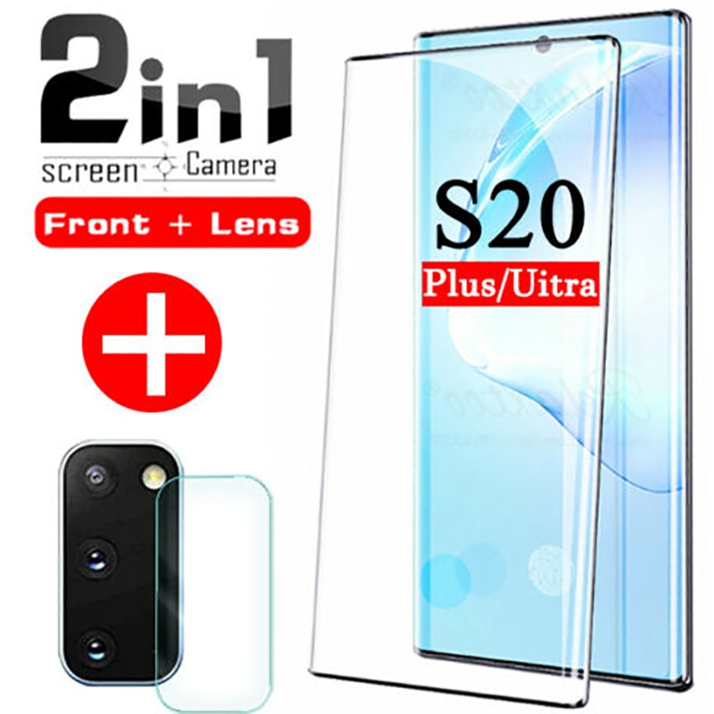 2 in 1 Samsung Galaxy S20 Plus Ultra Tempered Glass Front Screen Protector & Camera Lens Glass Protectors Explosion proof