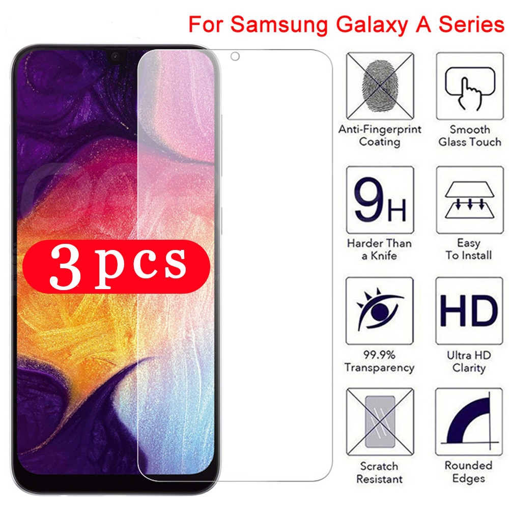 3Pcs 9H tempered glass for samsaung galaxy A10 A20 A20S A30 A40 A50 A50S A60 A70 A80 A90 phone screen protector protective film