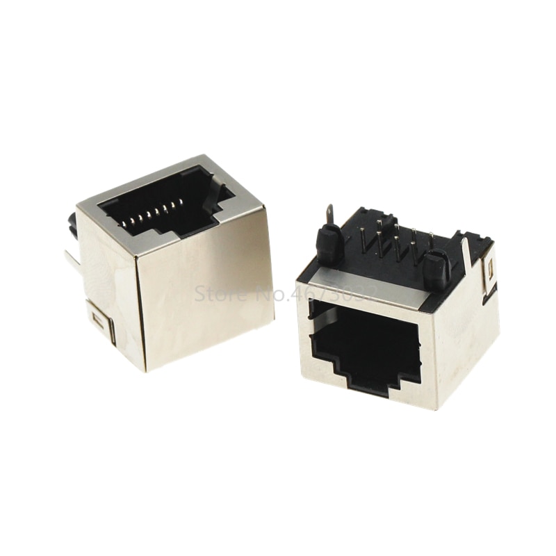 100PCS/LOT Per Lot RJ45 Metal 8 Pin Female PCB Right Angle Board Jack Connector 8P8C