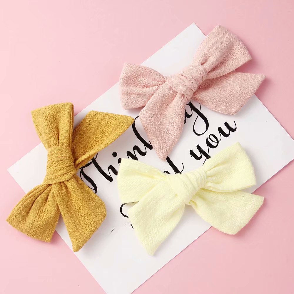 Baby Girls Hair Clips For Children Jacquard Bow Hairpins School Kids Cute Barrettes Infant Side Clip Cotton Hairgrips 9cm New