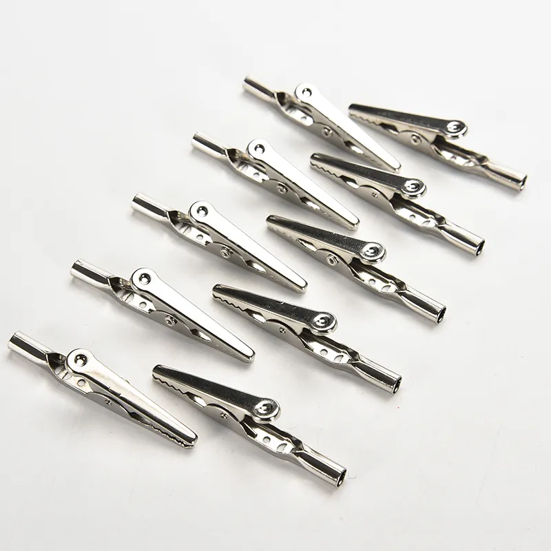10Pcs 52mm Stainless Steel Alligator Clip Test Clip Cable Fixing Lead Screw Suitable For Stereo Applications Battery Terminal