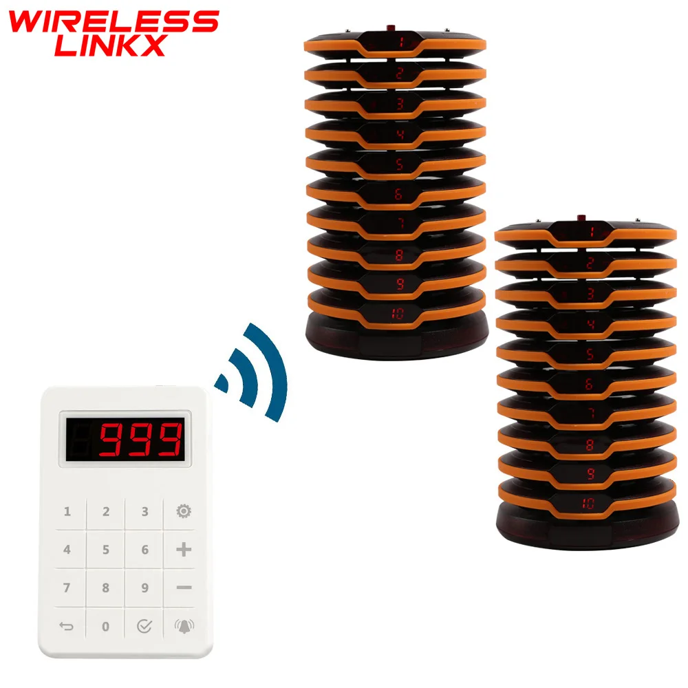 Wirelesslinkx Wireless Restaurant Pager System Wireless Calling System 20 Beepers with Touch Keypad for Church Cafe Food Truck