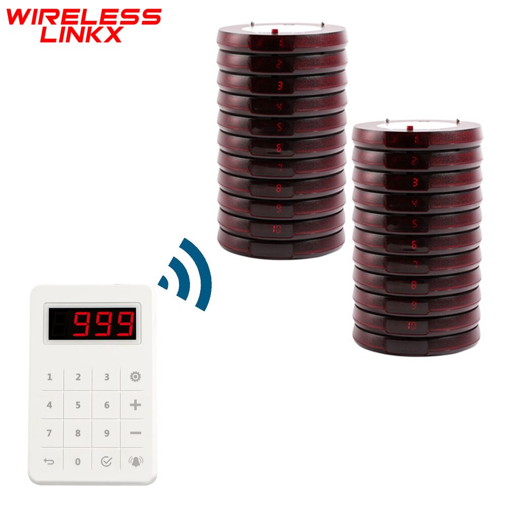 Wirelesslinkx Wireless Restaurant Pager Guest Paging System with Touch Keypad For Cafe Church PET Hospital Food Court