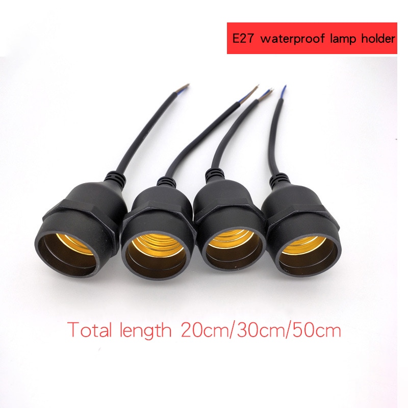 20cm/30cm/50cm/200cm IP67 Waterproof LED Wire with Lamp Holder Outdoor E27 Lamp Screw Cap Integrated Flame Retardant Conector