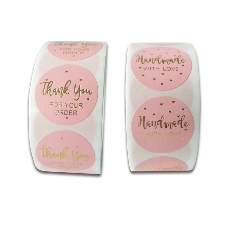 500pcs/roll 2.5cm thank you for your business pink stationery sticker gift cake stationery sealing sticker