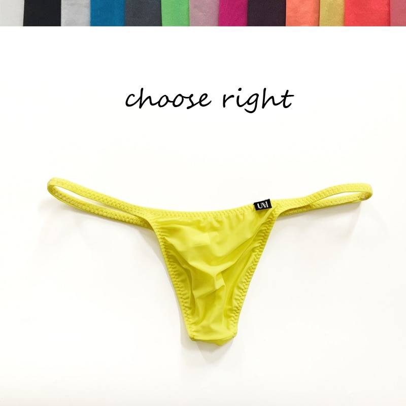 Flat smoothie men's Thong thin breathable translucent sexy men's underwear low waist tight pure color T pants