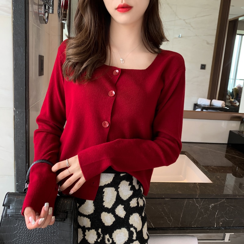 5 Colors Women Long Sleeve Knitted Short Sweater Autumn Winter 2022 Korean Jumpers Casual Pullover Basic Top Bottoming Shirt Y2k