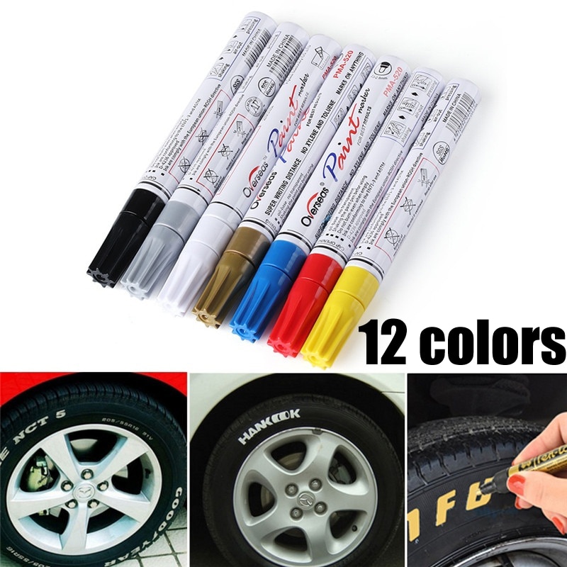 Colorful Waterproof Pen Car Tyre Tire Tread Metal Permanent Paint markers Graffiti Oily Marker Pen Car Styling