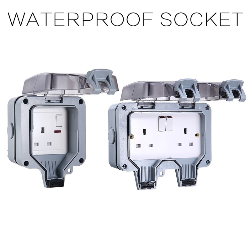 Waterproof Socket Main Power IP66 Switched 1/2 Gang 13A Outdoor Use For Home Tools Accessories Waterproof Socket