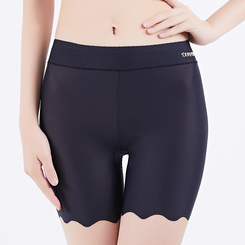 Women Seamless One-piece Safety Panties Underwear Ladies Safety Short Pants Female Ice Silk Large Size Thin Under Skirt Boyshort