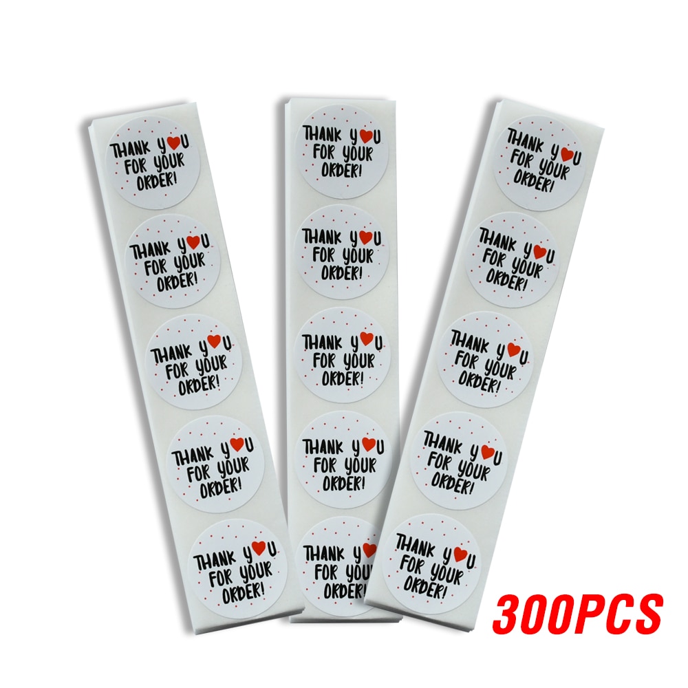 50-500pcs Round Thank You For Your Order Sticker White Labels Sticker Heart Thanks For Shopping Small Shop Handmade Sticker