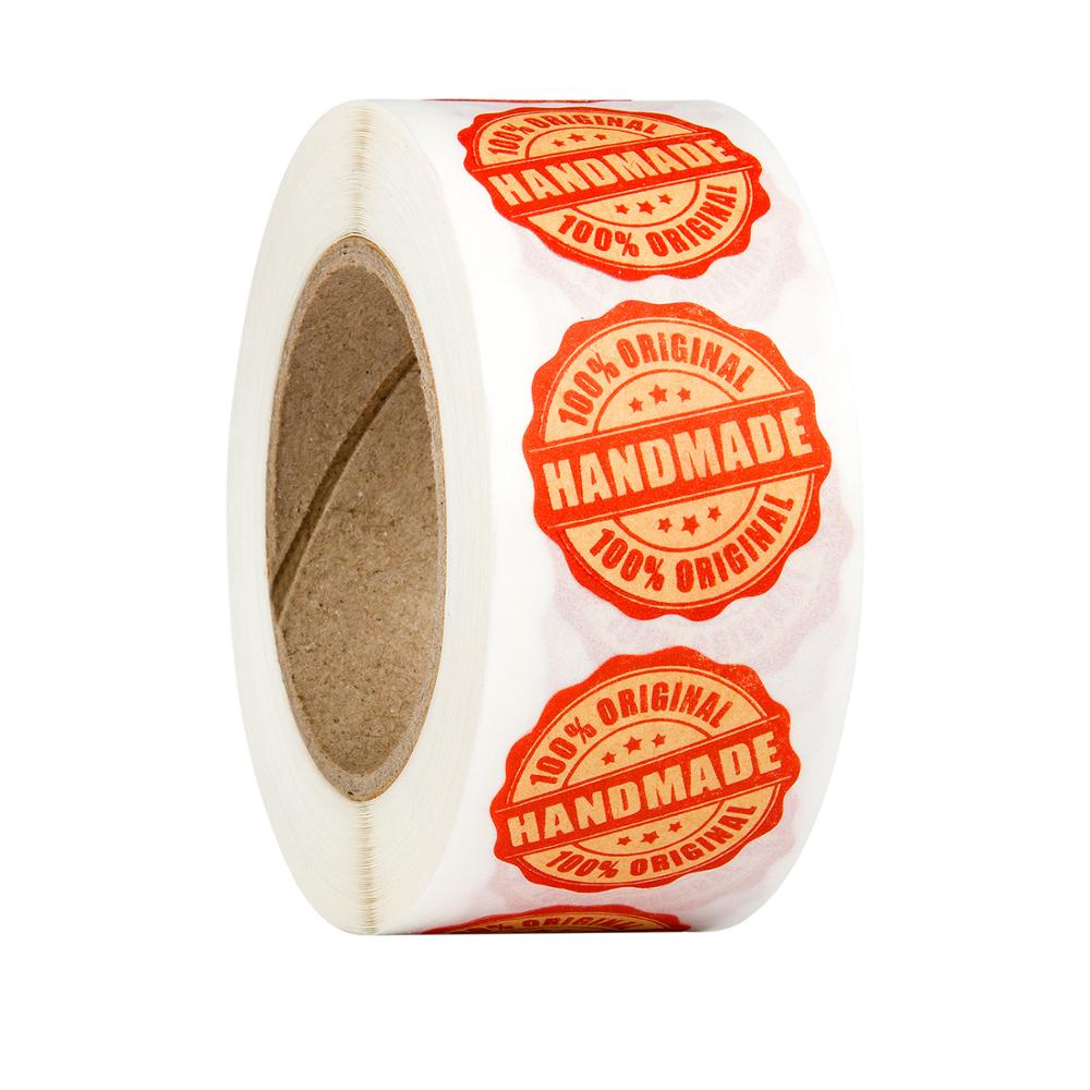 Red Handmade Stickers heart 1 inch Wedding Stickers 50pcs labels for Party Favors Decoration Envelope Seals Stationery Stickers