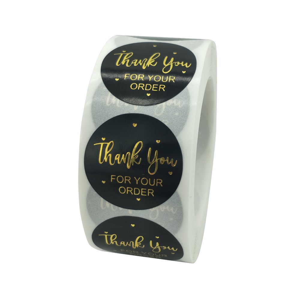50pcs Round gold stamping Thank You stickers Seal Labels Cute Gift Decorative Sticker for Business Package Envelope Sticker
