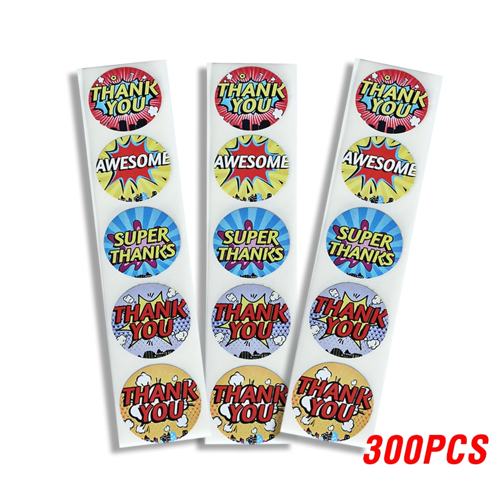 50-500pcs Children Thank you Stickers Label Set for Kids Birthday Party Supplies School Awards stationery reward Stickers Tags