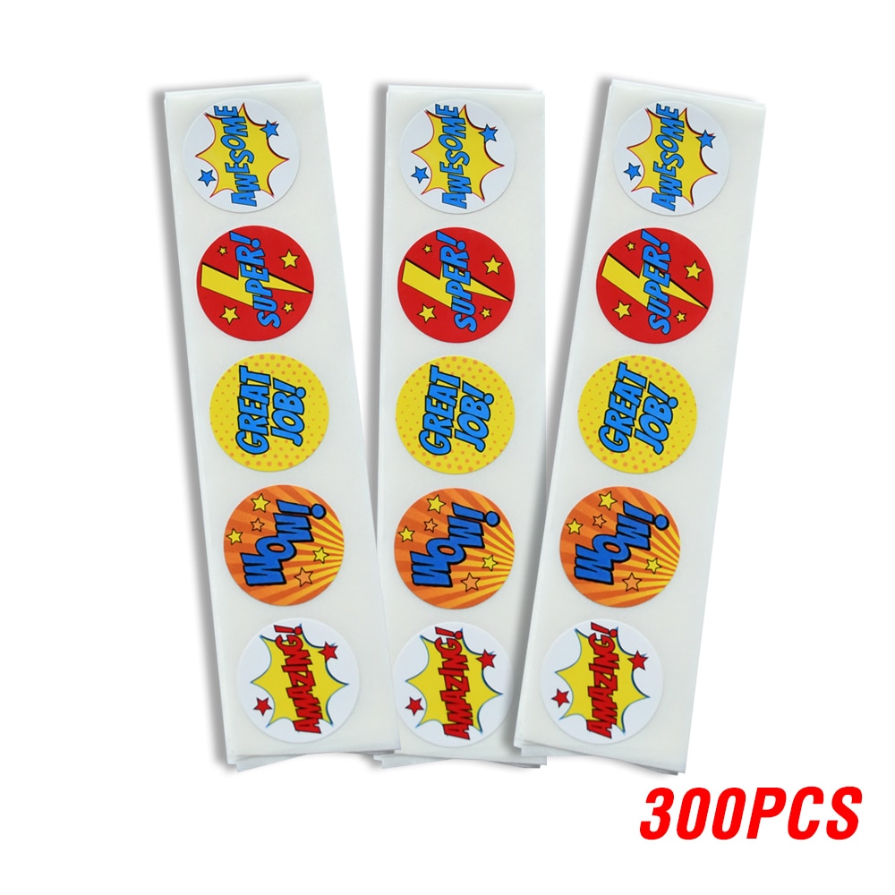 50-500pcs Stickers per roll Super Hero Reward Stickers 8 Super Hero Designs cute Students Kids and Teachers stationery sticker