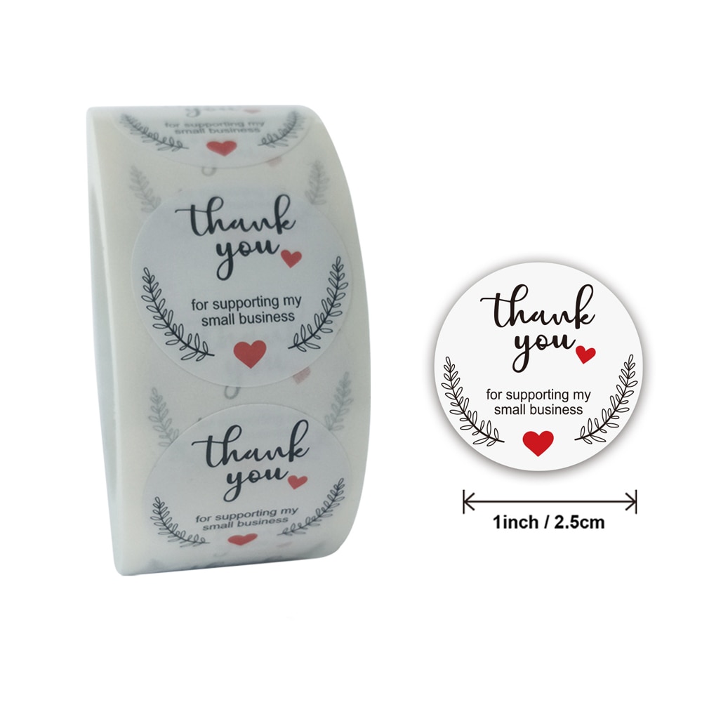 50pcs Thank You Stickers for Supporting my business 1inch Circle Paper Handmade Label Sticker for Package Stationery Sticker