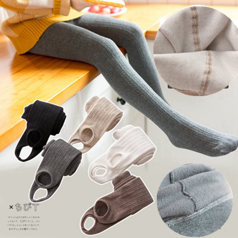 2020 Ins Fashion Baby Warm Leggings Pants Autumn Winter Baby Leggings 2-10 Years Children Knit Leggings With Fleece