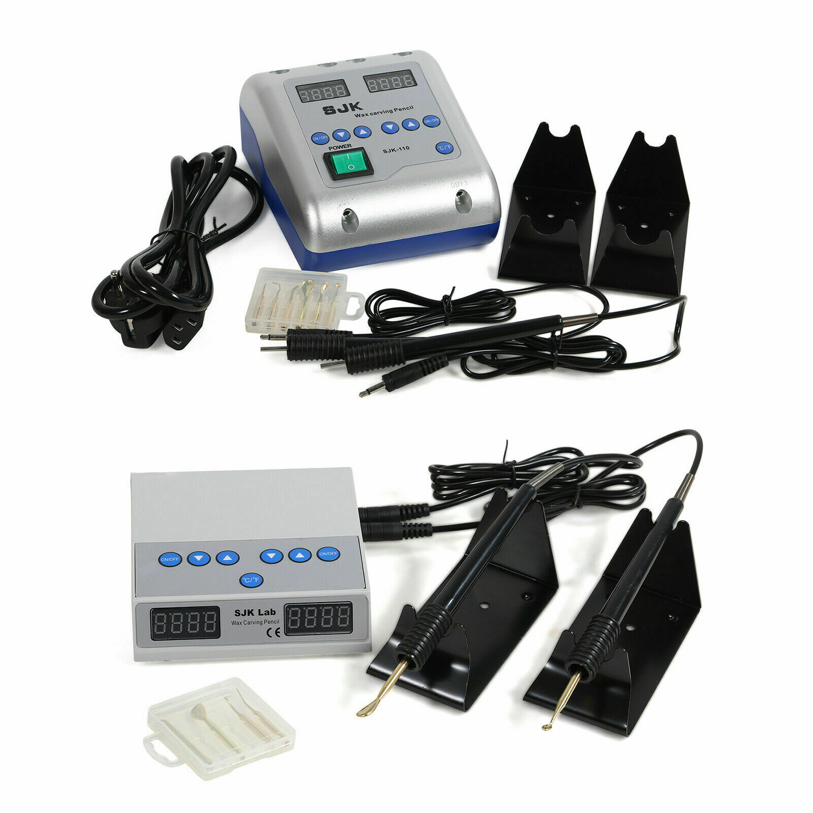 Dental Lab Electric handle wax carving heater kit include 6 Wax Tips+2 Pens Pot