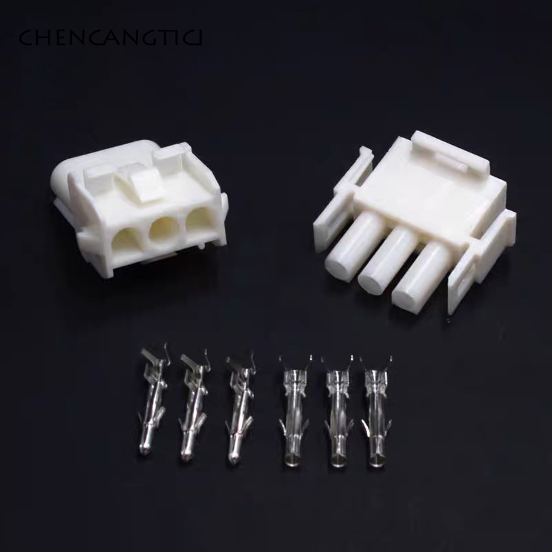 2 Sets 3 Pin TE Automobile Elevator Connector Socket 6.3MM Male Female Pitch To Plug Air Docking 63080 6358