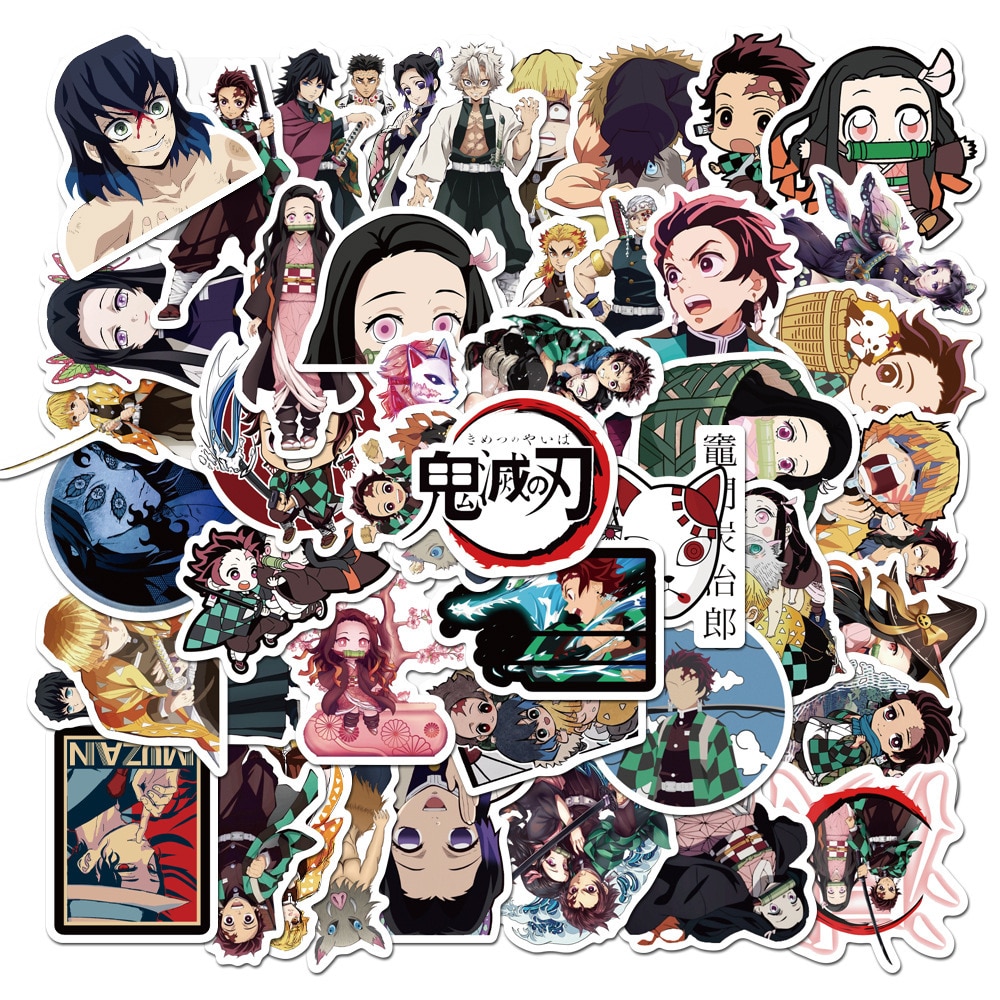 50 pcs/set Japanese Anime Demon Slayer Waterproof Travel Luggage Sticker Scrapbooking DIY Diary Stationery Sticker School Office