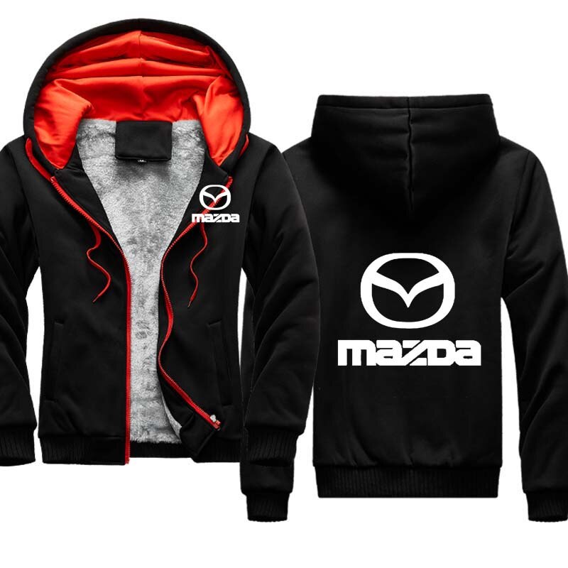 winter Plus velvet thickening Men's Hoodie Mazda Car Logo Print high quality Cotton Fashion quality Hooded Men's thick