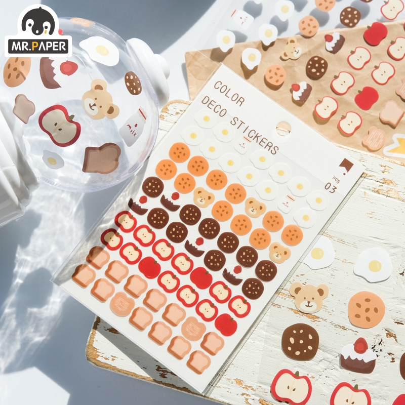 Mr.paper 6 Designs 3Pcs/lot Cute Bear Daily Deco Washi Diary Stickers Scrapbooking Planner Doodling Stationery