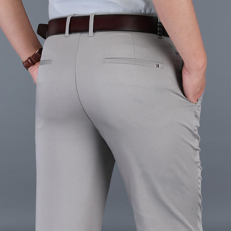 Autumn new high waist business suit pants Men's formal solid color high-quality casual trousers Loose straight slim long pa