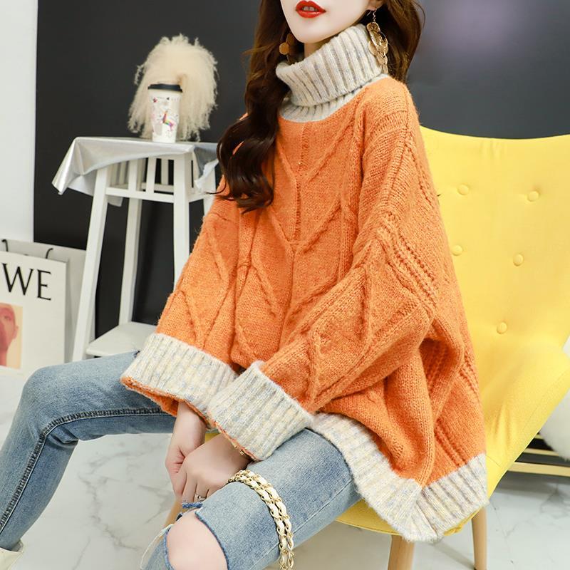 2022 New Autumn Winter Women Knitted Turtleneck Sweaters Women Thick Regular Sweaters Women Solid Korean Pullovers C13