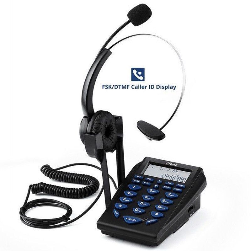 Hands-free Call Center Noise Cancellation Corded Monaural Headset Telephone for Telephone Counseling Services Insurance Hospital